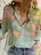 Janet- Globe Carte du monde Chemise imprimée