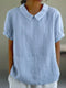 Top classique en coton et lin de couleur unie