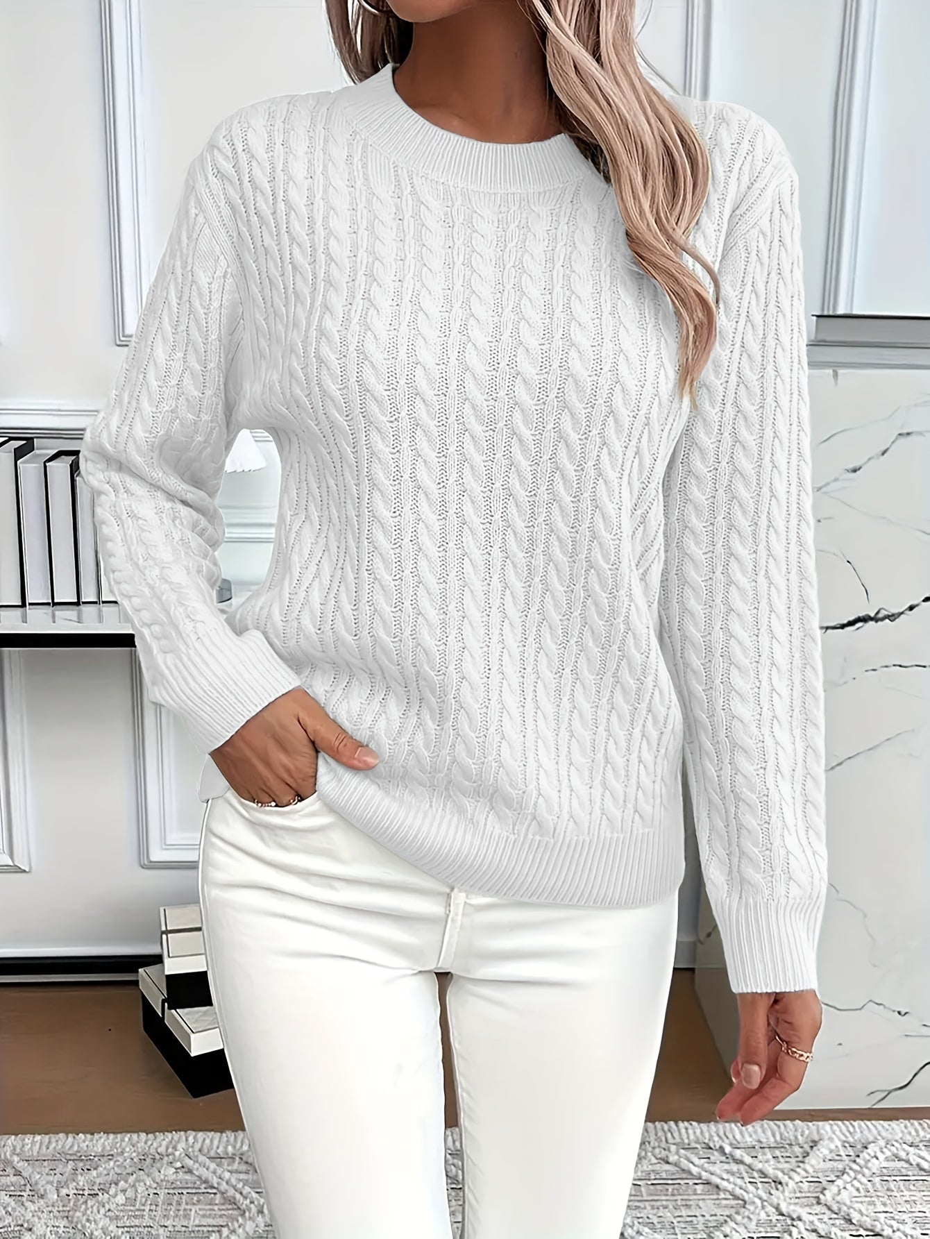 Maglione a trecce da donna: pullover morbido ed elegante per la primavera e l'autunno