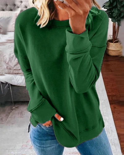 Maglione da donna in cotone e poliestere a tinta unita, vestibilità ampia
