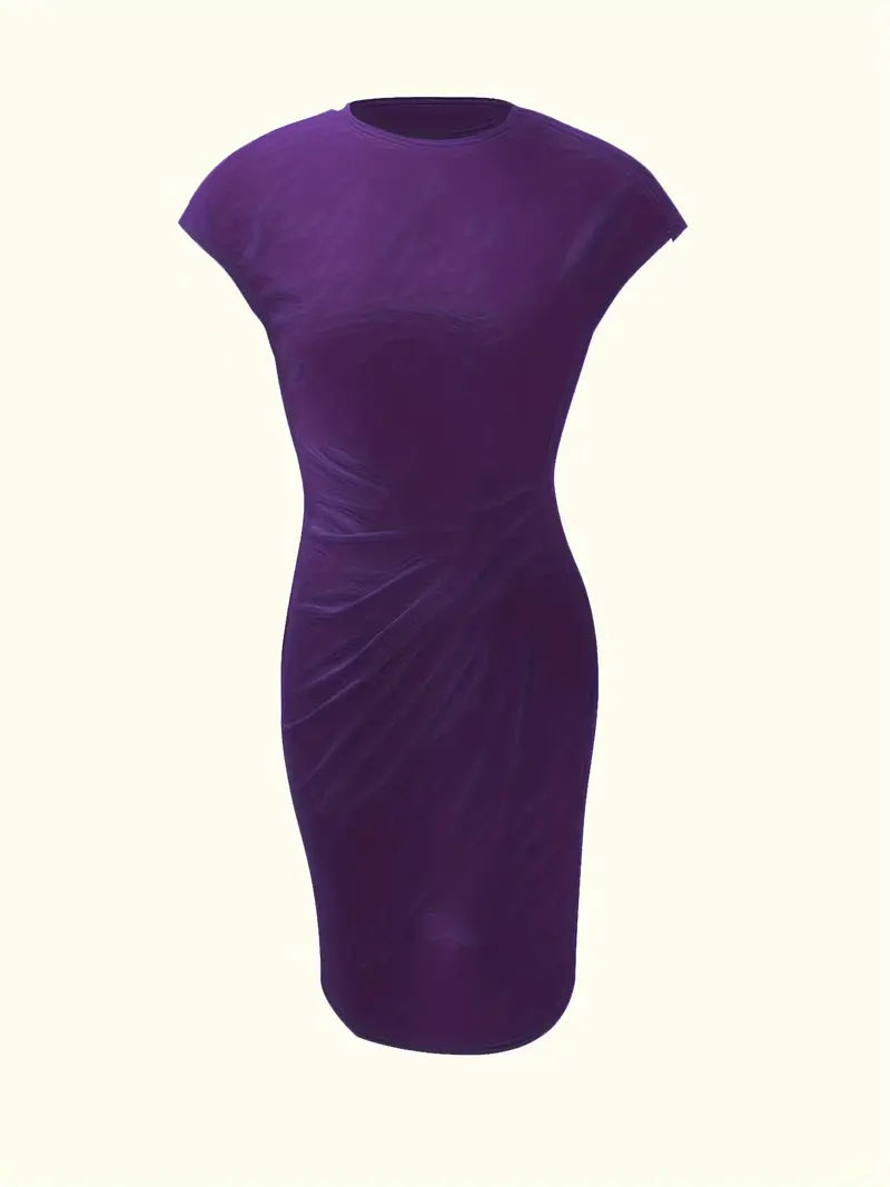 Elizabeth - robe de couleur unie avec col ras du cou