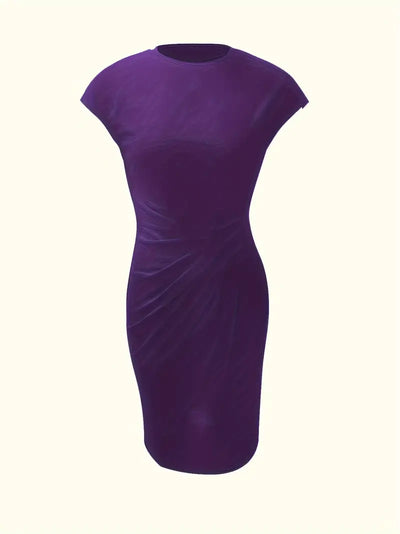 Elizabeth - robe de couleur unie avec col ras du cou