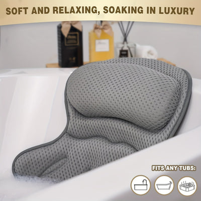 Cuscino da bagno di lusso LuxieSpa 4D - Cuscino traspirante con supporto per collo e schiena per un bagno rilassante