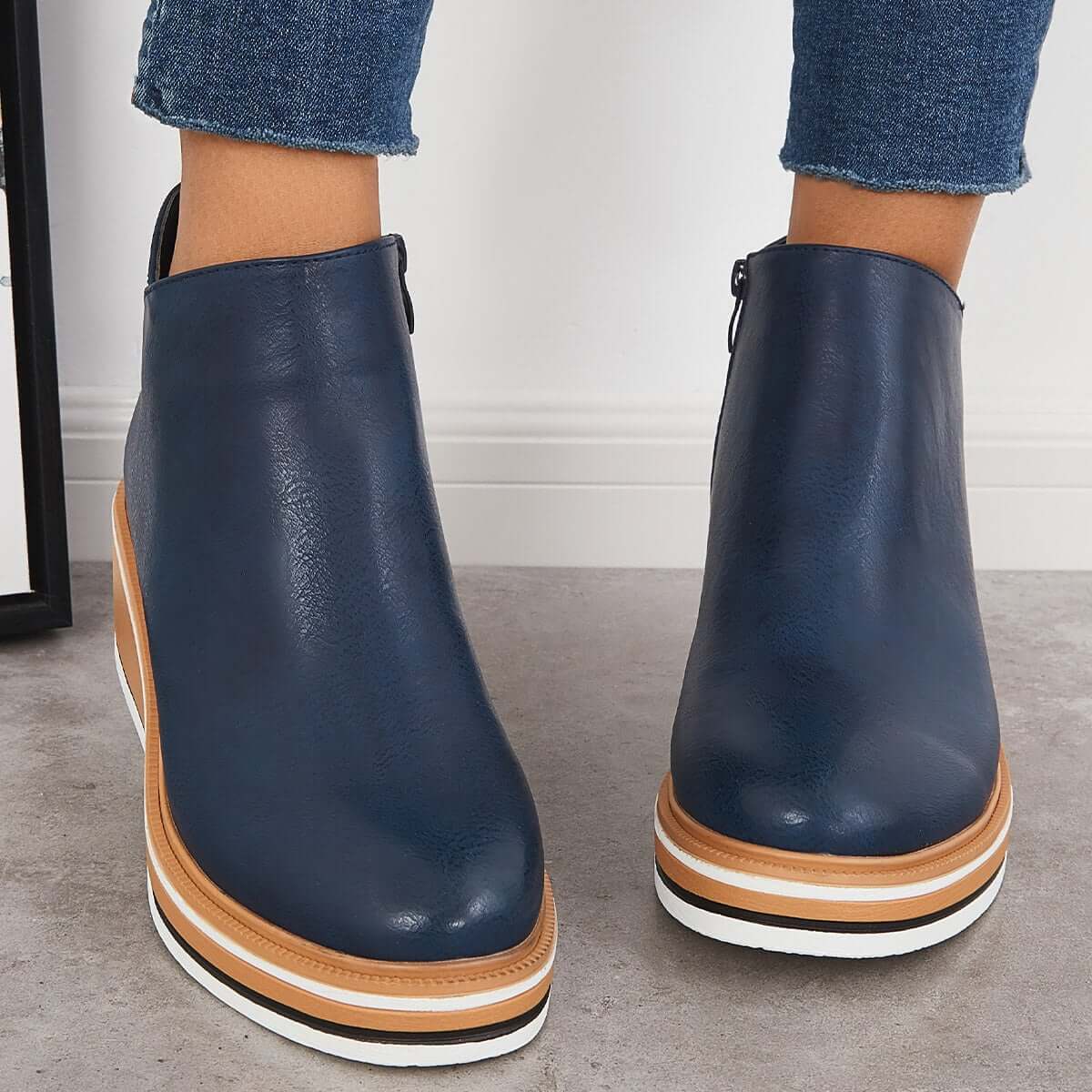 Bottines zippées à plateau pour femmes