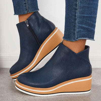 Bottines zippées à plateau pour femmes