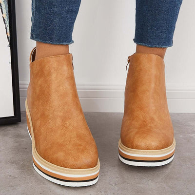 Bottines zippées à plateau pour femmes
