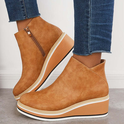 Bottines zippées à plateau pour femmes