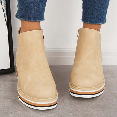 Bottines zippées à plateau pour femmes