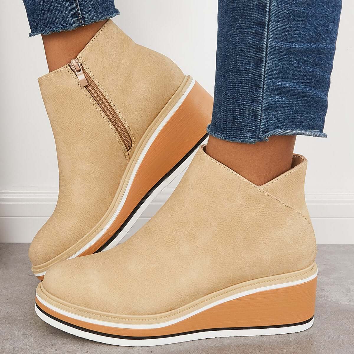 Bottines zippées à plateau pour femmes