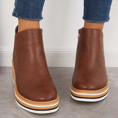 Bottines zippées à plateau pour femmes