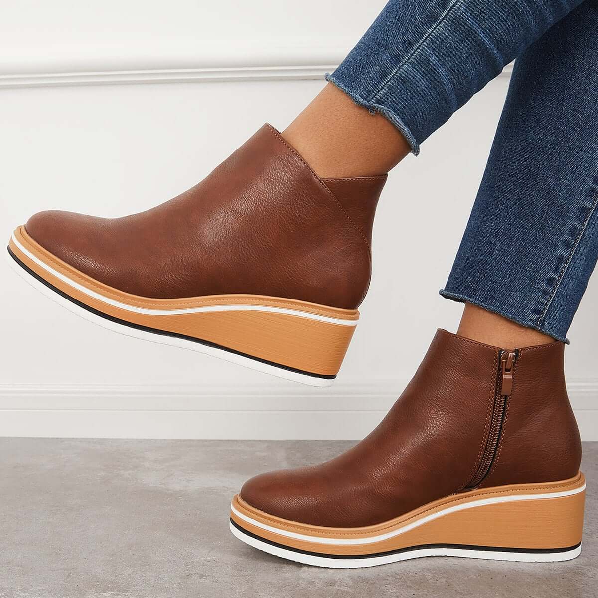 Bottines zippées à plateau pour femmes