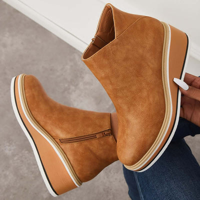 Bottines zippées à plateau pour femmes
