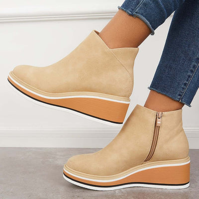 Bottines zippées à plateau pour femmes