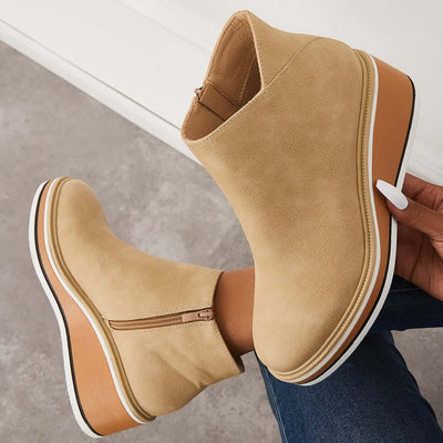 Bottines zippées à plateau pour femmes