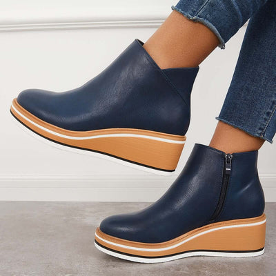 Bottines zippées à plateau pour femmes