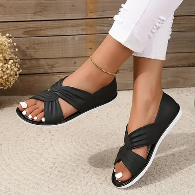 Sandales d'été confortables à semelle souple et à motif de nœuds pour femmes