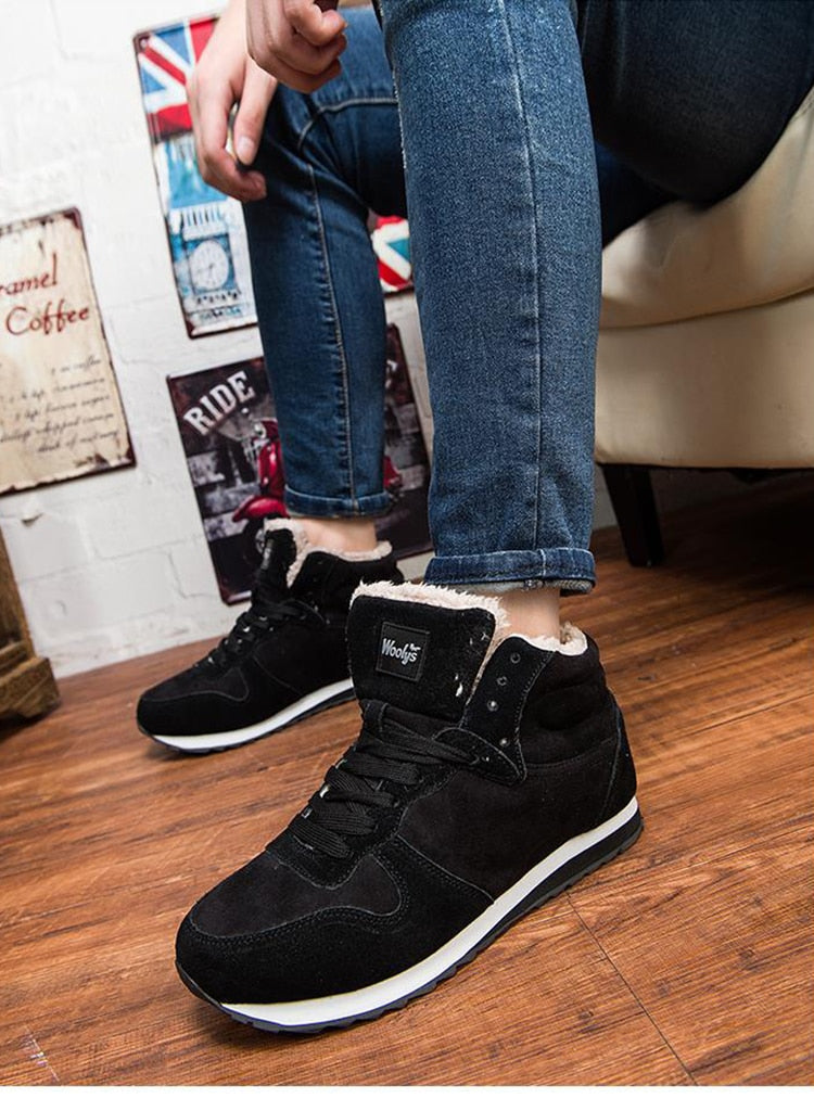 Chaussures d'hiver chaudes et décontractées pour hommes - Baskets hautes avec doublure en fourrure