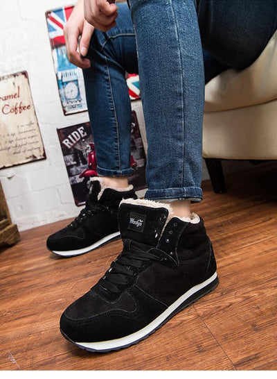 Chaussures d'hiver chaudes et décontractées pour hommes - Baskets hautes avec doublure en fourrure