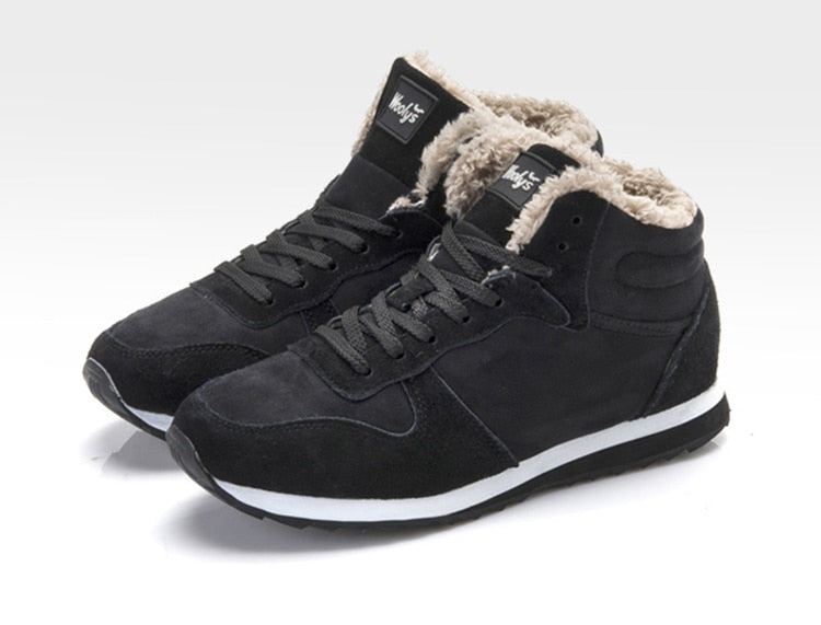 Chaussures d'hiver chaudes et décontractées pour hommes - Baskets hautes avec doublure en fourrure