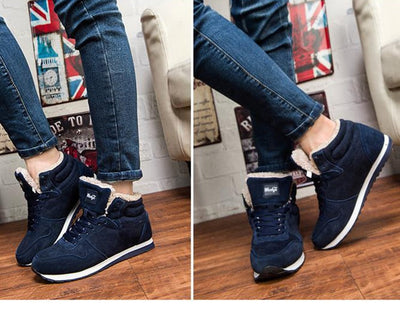 Chaussures d'hiver chaudes et décontractées pour hommes - Baskets hautes avec doublure en fourrure