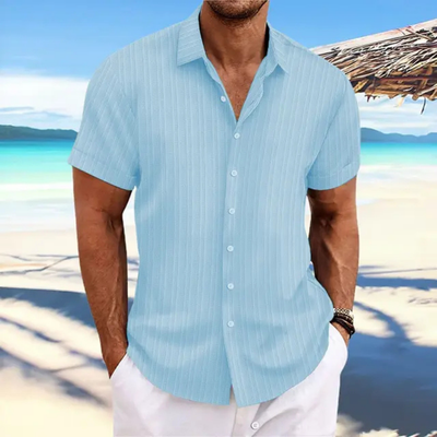 Chemise À Boutons Rayés Pour Hommes | Manches Courtes