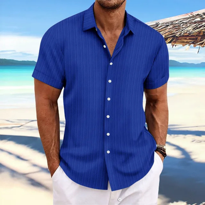 Chemise À Boutons Rayés Pour Hommes | Manches Courtes