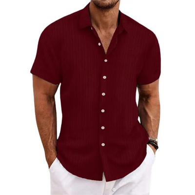 Chemise À Boutons Rayés Pour Hommes | Manches Courtes