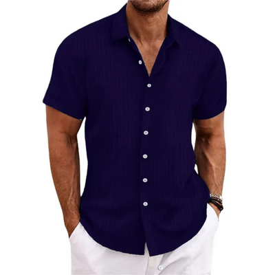 Chemise À Boutons Rayés Pour Hommes | Manches Courtes