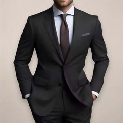 Costume deux pièces à coupe régulière pour hommes - Blazer tailleur avec revers à pointe et pantalon assorti