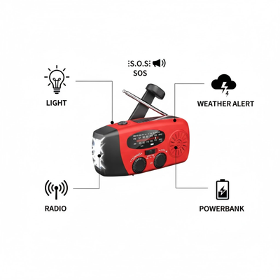 Radiotelefon ratunkowy ReadyWave | z korbką i panelem słonecznym