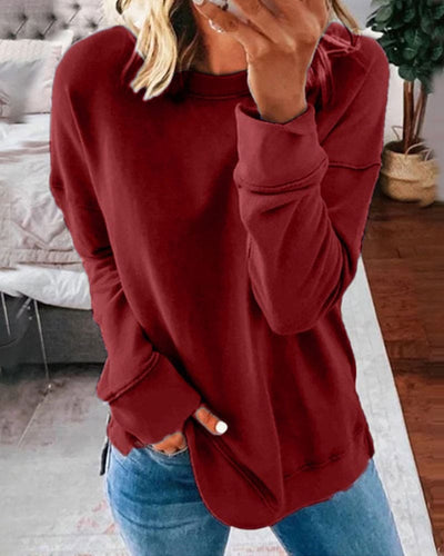Maglione da donna in cotone e poliestere a tinta unita, vestibilità ampia