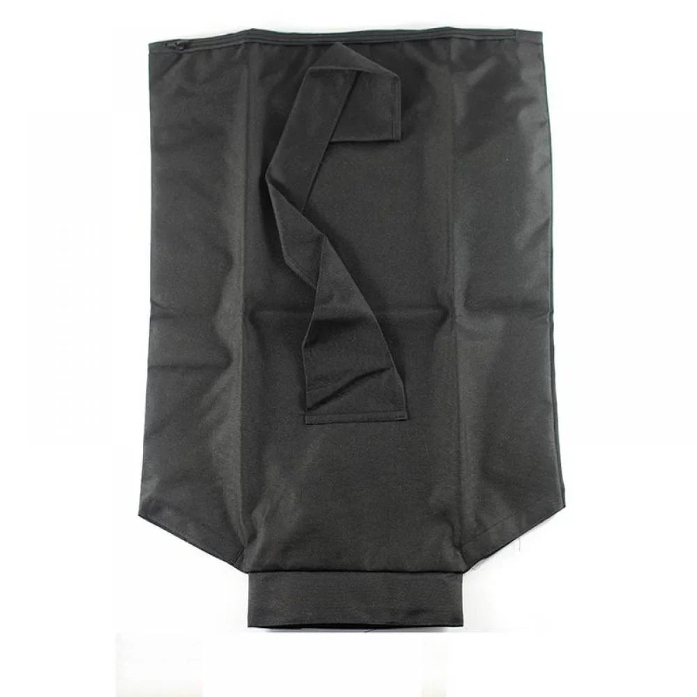 Sac à poussière noir pour aspirateur industriel, en tissu résistant, avec fermeture éclair et poignée, idéal pour nettoyage professionnel.