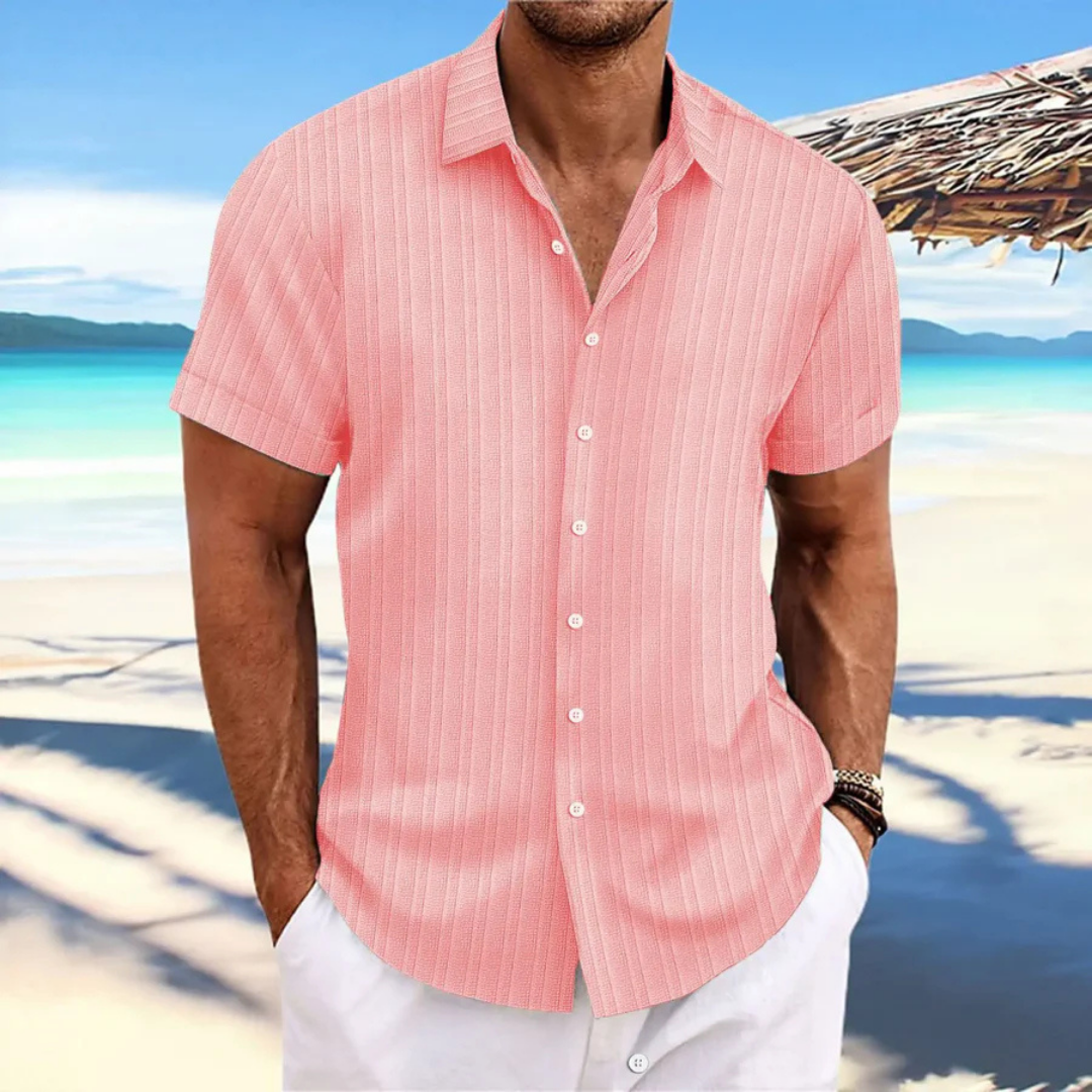 Chemise À Boutons Rayés Pour Hommes | Manches Courtes