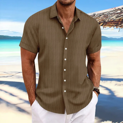 Chemise À Boutons Rayés Pour Hommes | Manches Courtes