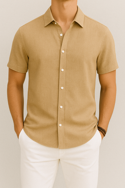 Chemise en lin à manches courtes pour hommes