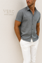 Chemise en lin à manches courtes pour hommes