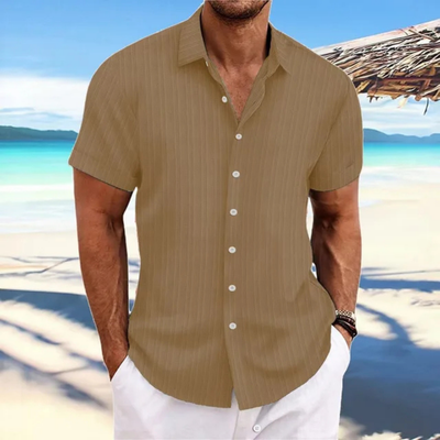 Chemise À Boutons Rayés Pour Hommes | Manches Courtes