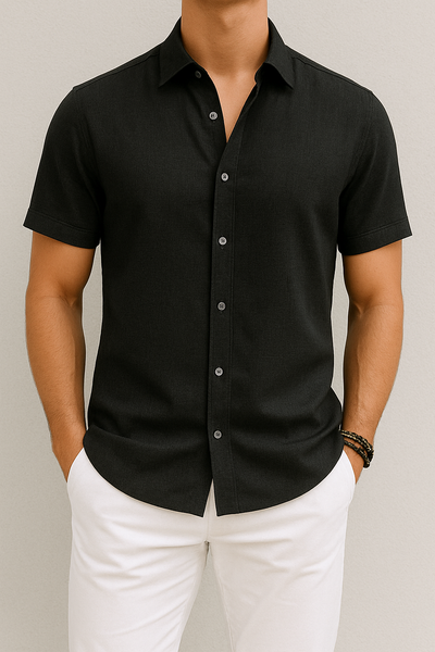 Chemise en lin à manches courtes pour hommes