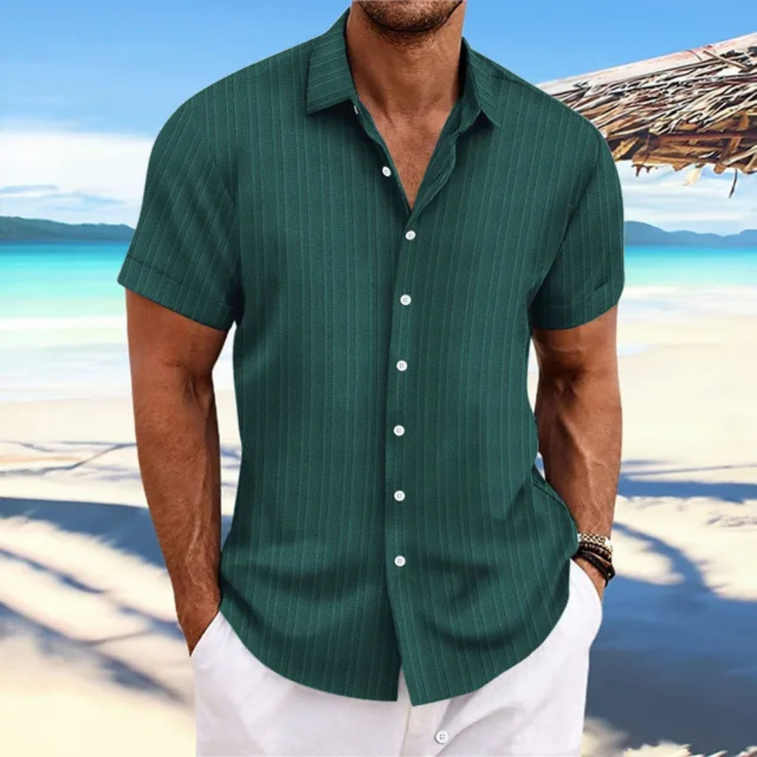 Chemise À Boutons Rayés Pour Hommes | Manches Courtes