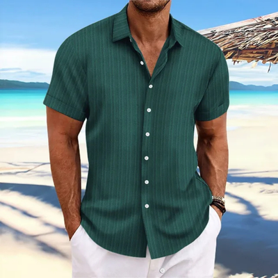 Chemise À Boutons Rayés Pour Hommes | Manches Courtes
