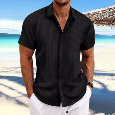 Chemise À Boutons Rayés Pour Hommes | Manches Courtes