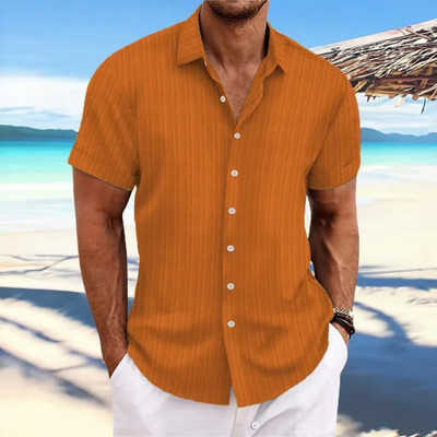 Chemise À Boutons Rayés Pour Hommes | Manches Courtes