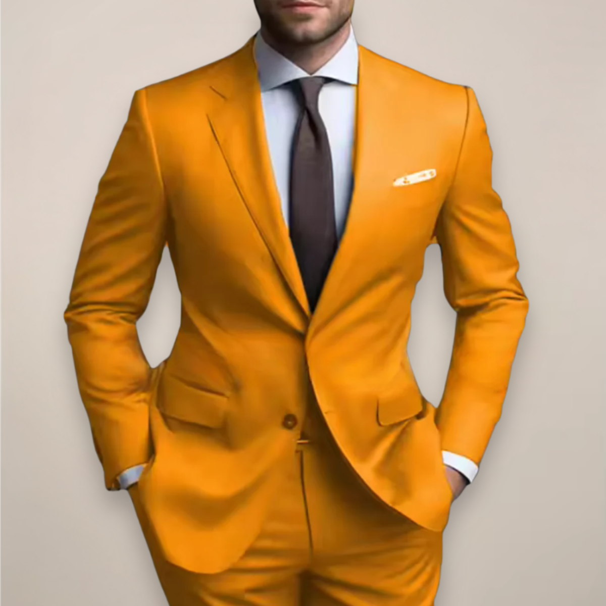 Costume deux pièces à coupe régulière pour hommes - Blazer tailleur avec revers à pointe et pantalon assorti