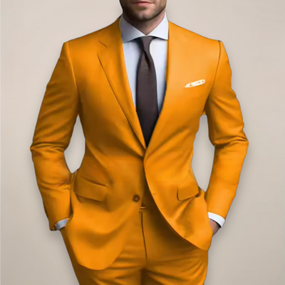 Costume deux pièces à coupe régulière pour hommes - Blazer tailleur avec revers à pointe et pantalon assorti