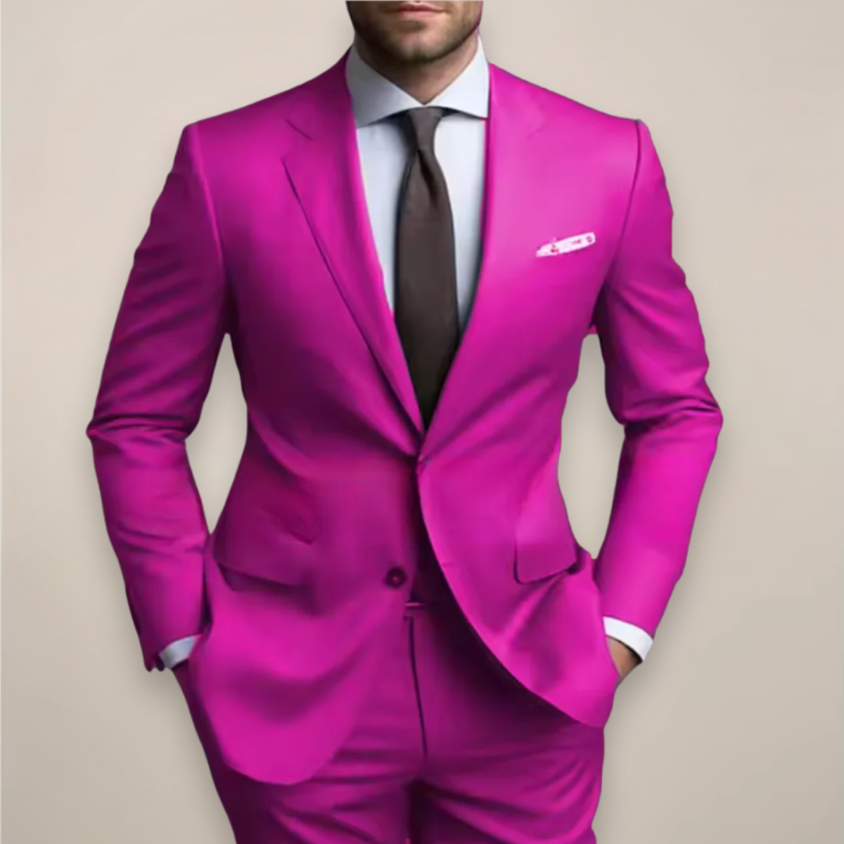 Costume deux pièces à coupe régulière pour hommes - Blazer tailleur avec revers à pointe et pantalon assorti