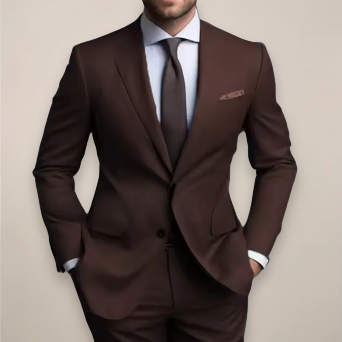 Costume deux pièces à coupe régulière pour hommes - Blazer tailleur avec revers à pointe et pantalon assorti