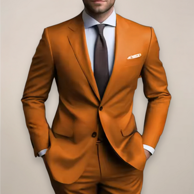 Costume deux pièces à coupe régulière pour hommes - Blazer tailleur avec revers à pointe et pantalon assorti