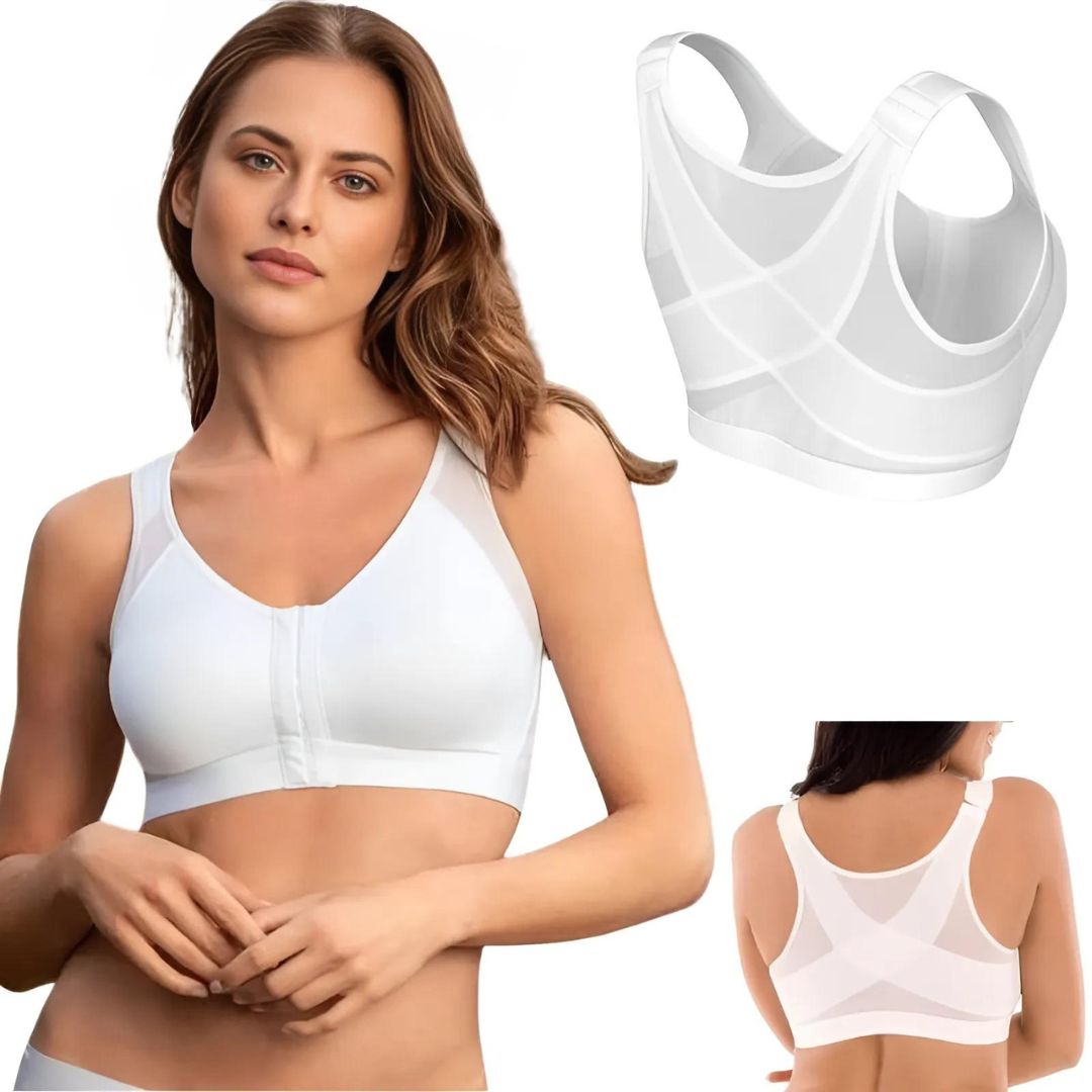 Soutien-gorge de sport blanc pour femme, design sans couture, dos nageur, confort optimal, idéal pour fitness et yoga.