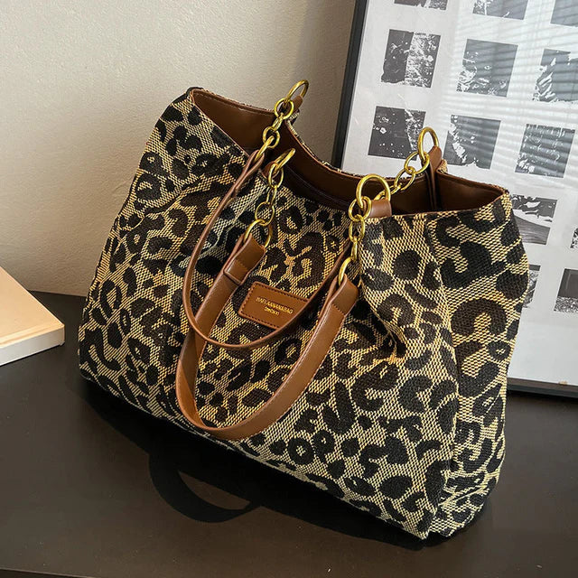 Sac fourre-tout à motif léopard