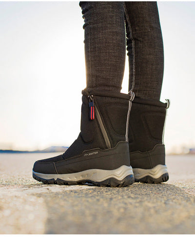 Bottes d'hiver pour femmes avec fermeture éclair latérale - Bottes de neige imperméables, antidérapantes et durables avec doublure chaude